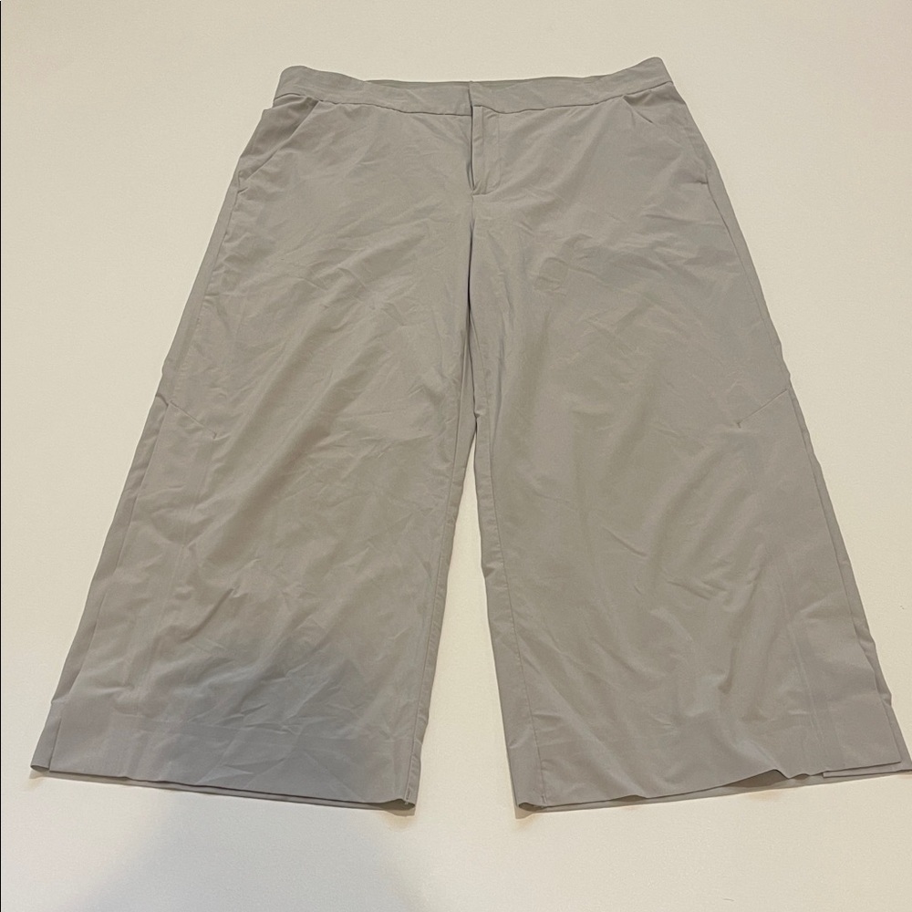 Athleta Tribeca Chic Gray Wide-Leg Crop Pants Trousers